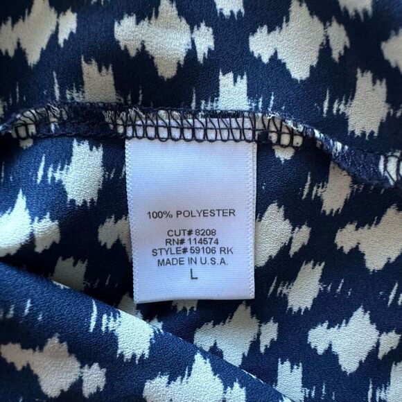 Pleione Geometric Navy & White Sleeveless Blouse Size L - Picture 6 of 6